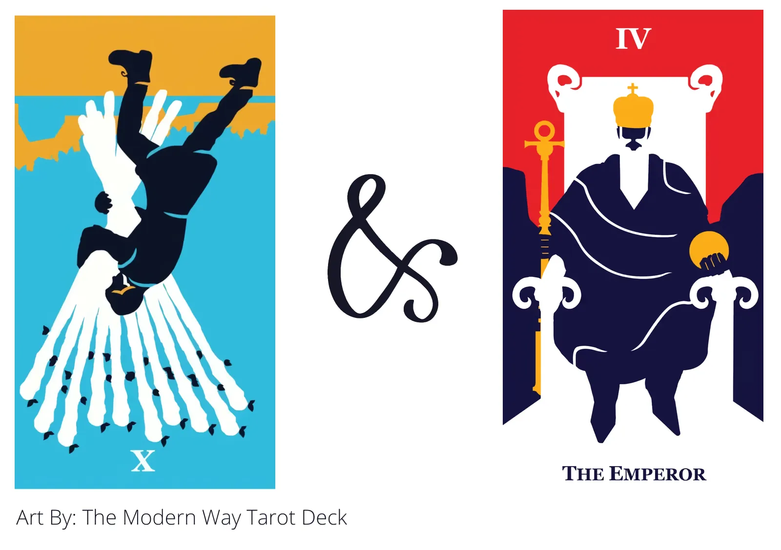 ten of wands reversed and the emperor tarot cards together