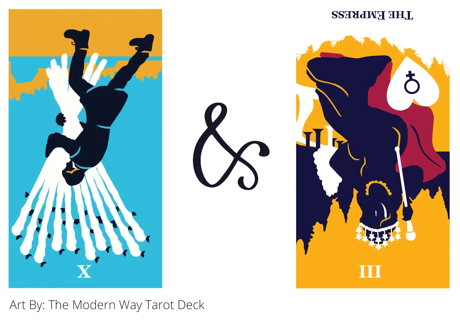 ten of wands reversed and the empress reversed tarot cards together