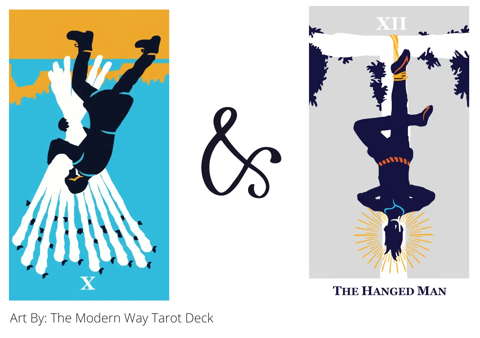 ten of wands reversed and the hanged man tarot cards together