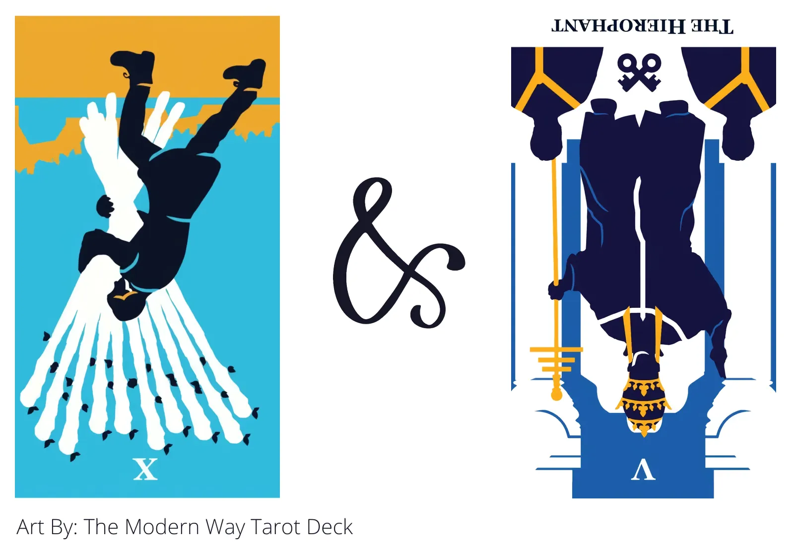 ten of wands reversed and the hierophant reversed tarot cards together
