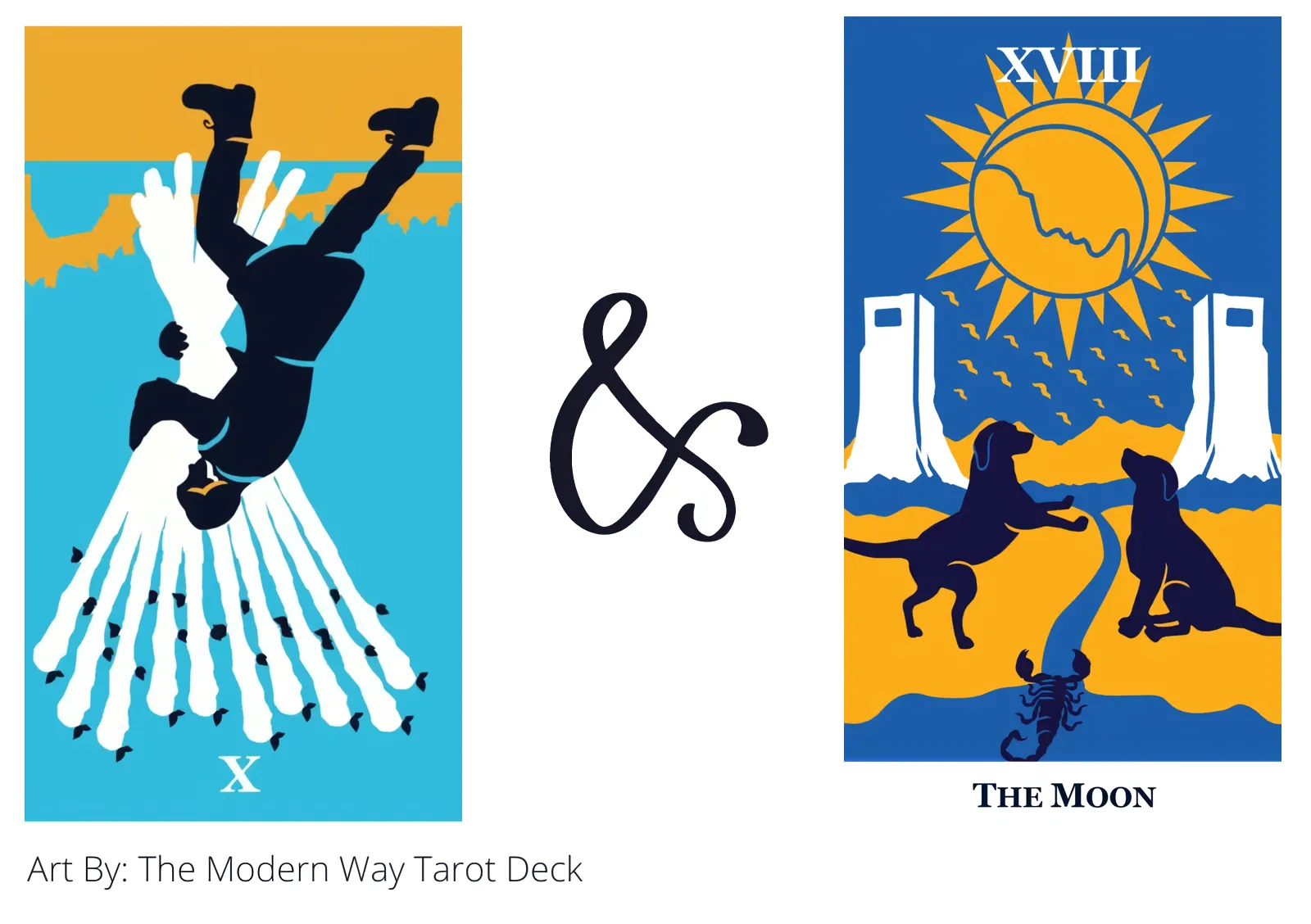 ten of wands reversed and the moon tarot cards together