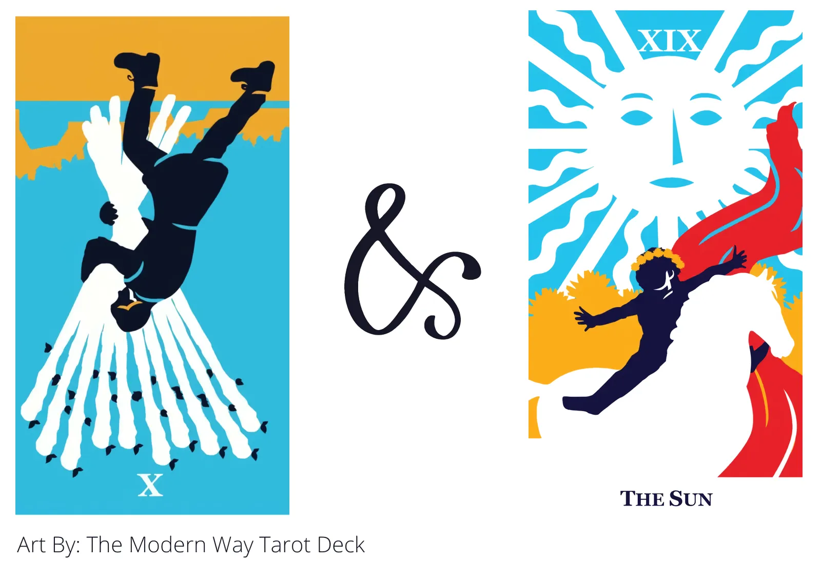 ten of wands reversed and the sun tarot cards together