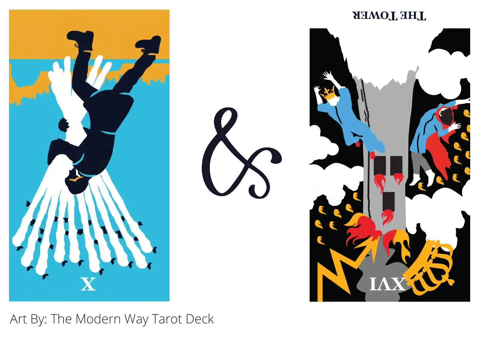 ten of wands reversed and the tower reversed tarot cards together