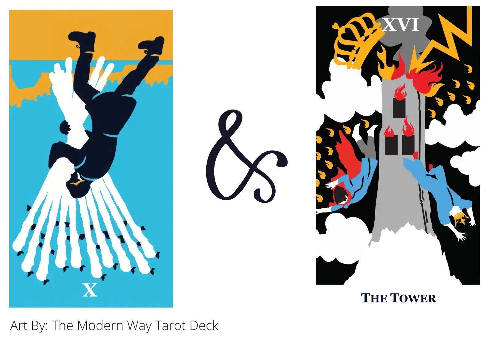 ten of wands reversed and the tower tarot cards together