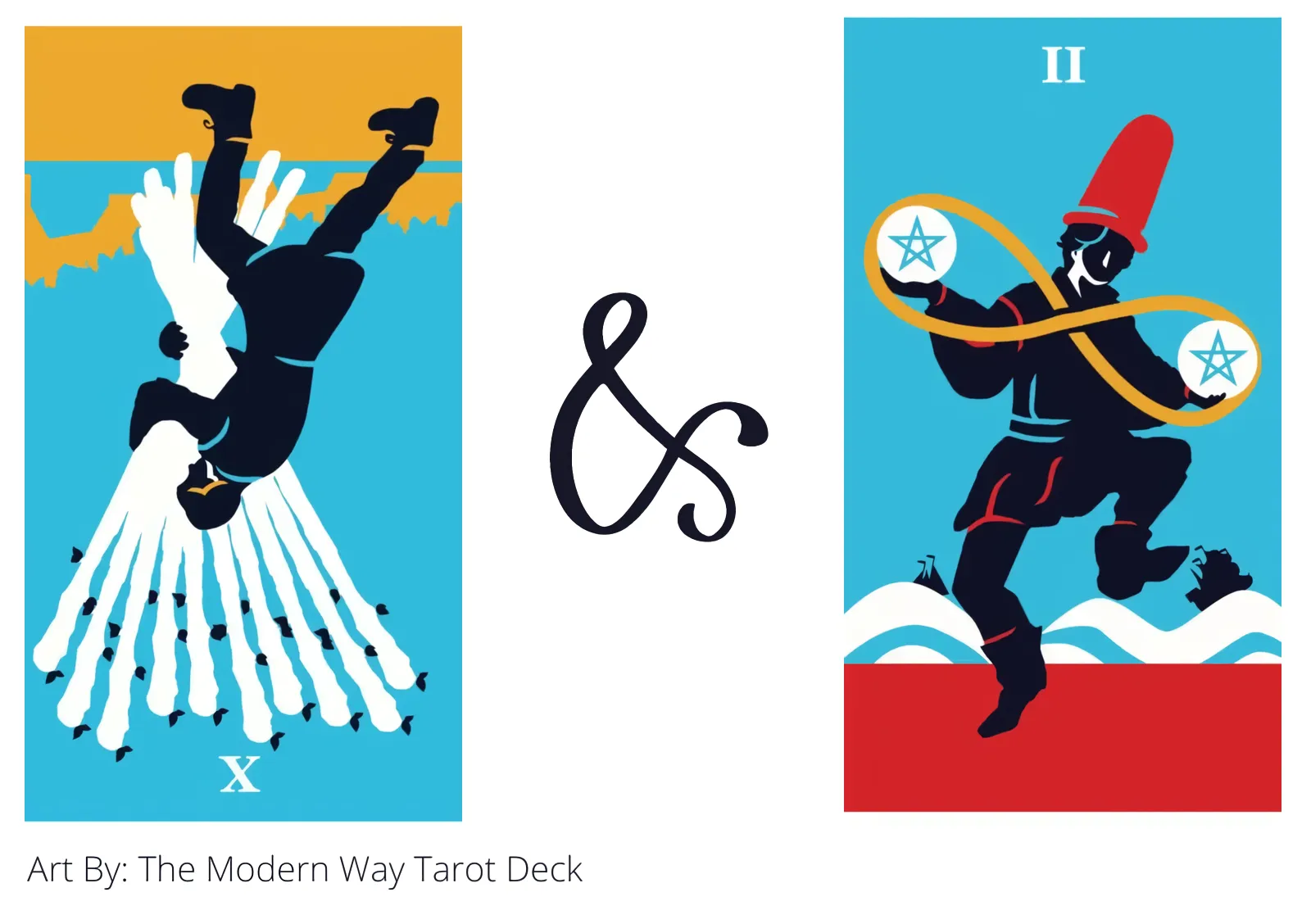 ten of wands reversed and two of pentacles tarot cards together