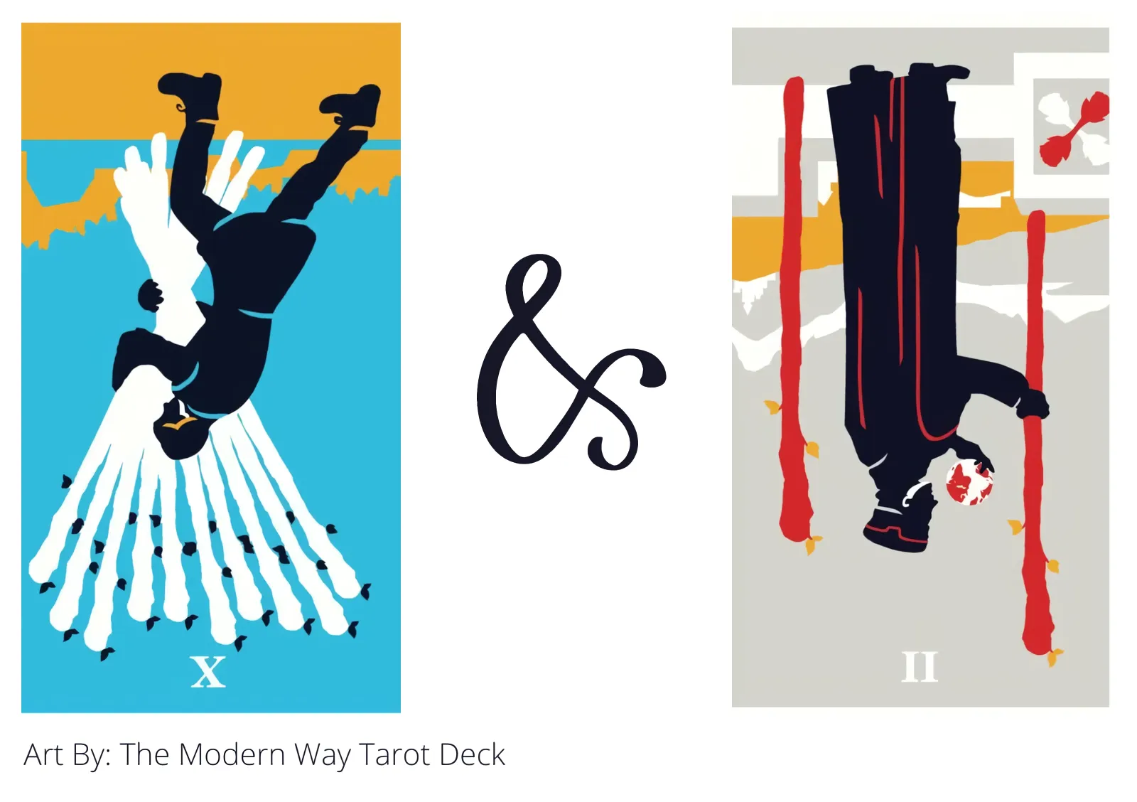 ten of wands reversed and two of wands reversed tarot cards together