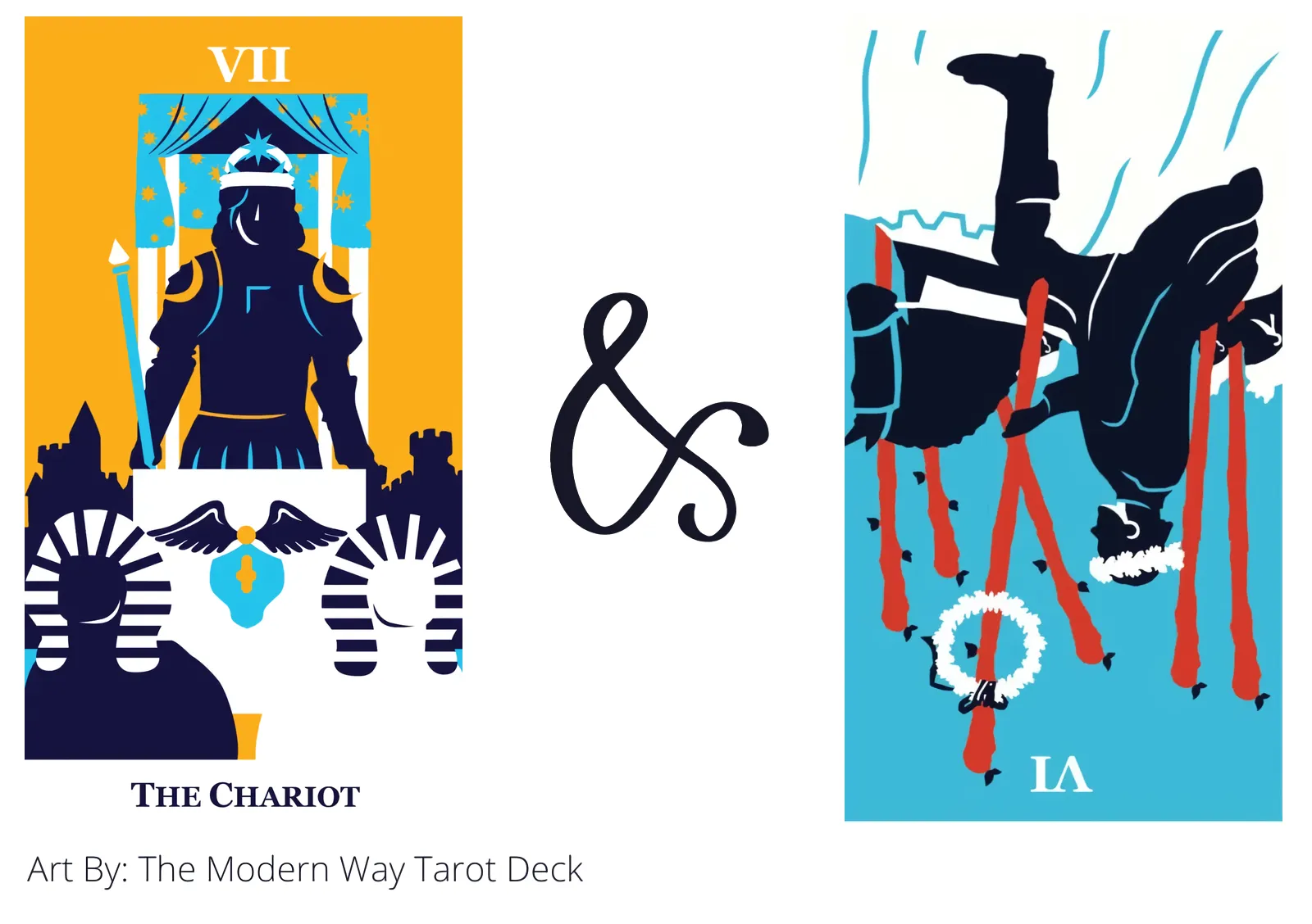 the chariot and six of wands reversed tarot cards together