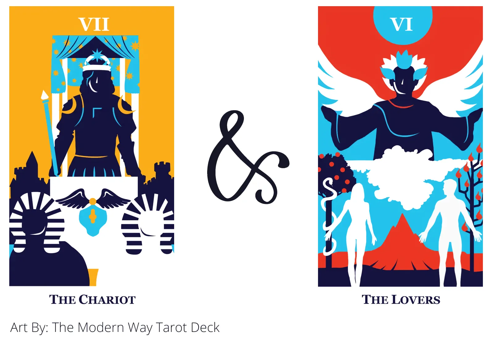 the chariot and the lovers tarot cards together
