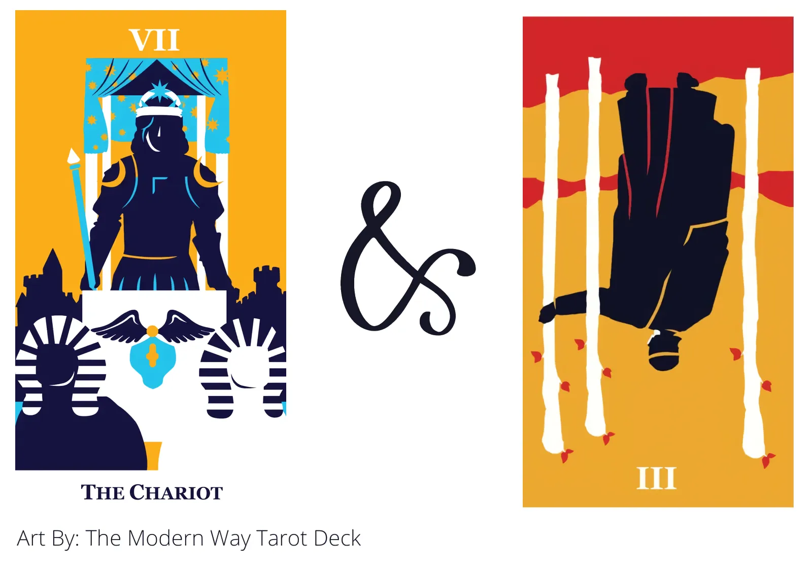 the chariot and three of wands reversed tarot cards together