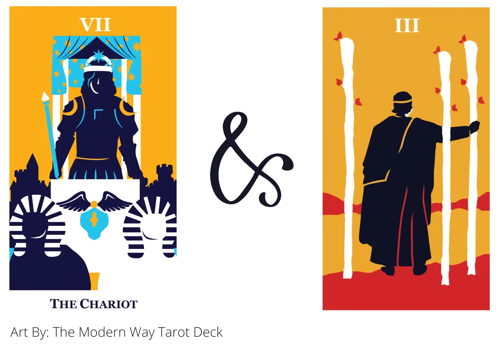 the chariot and three of wands tarot cards together