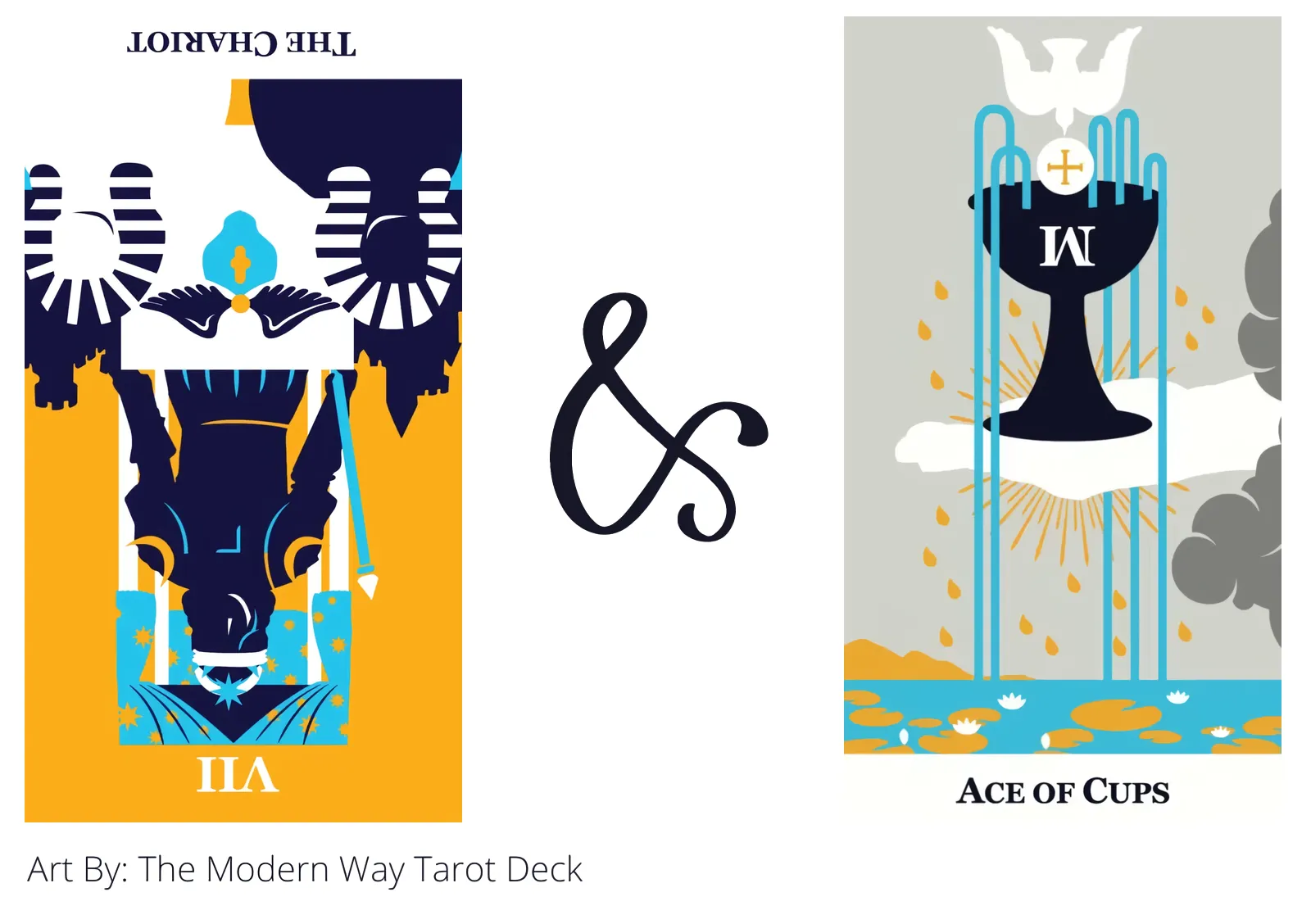 the chariot reversed and ace of cups tarot cards together
