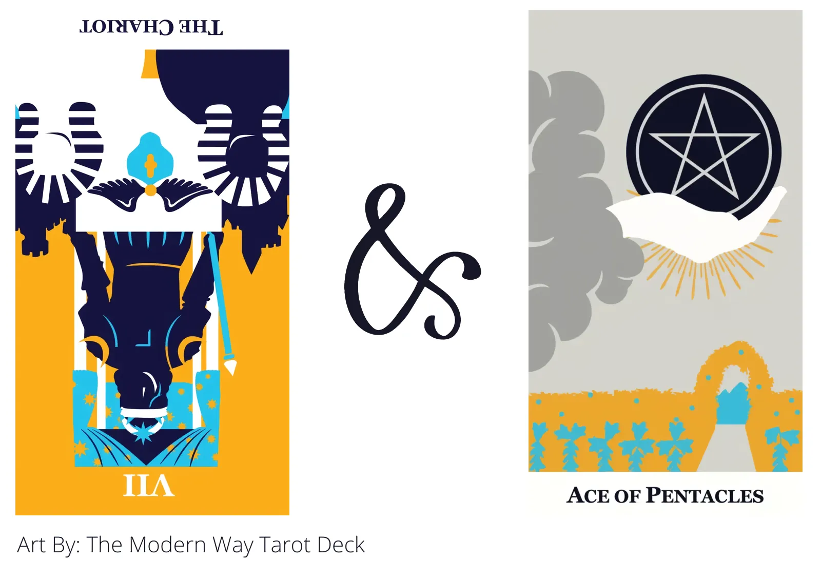 the chariot reversed and ace of pentacles tarot cards together