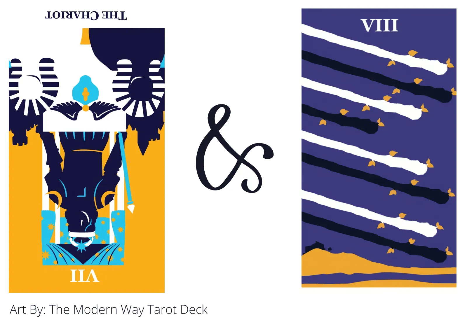 the chariot reversed and eight of wands tarot cards together