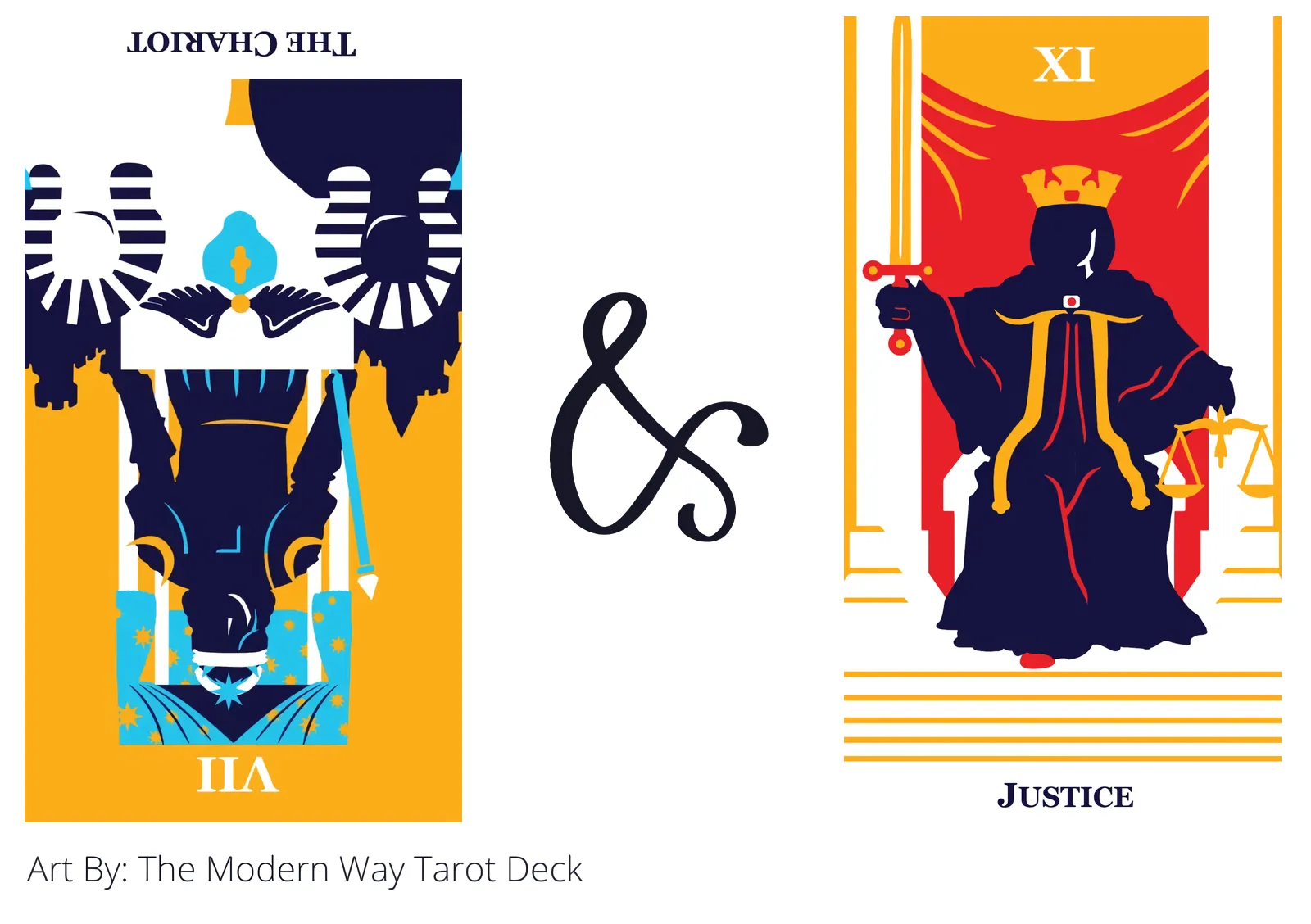 the chariot reversed and justice tarot cards together