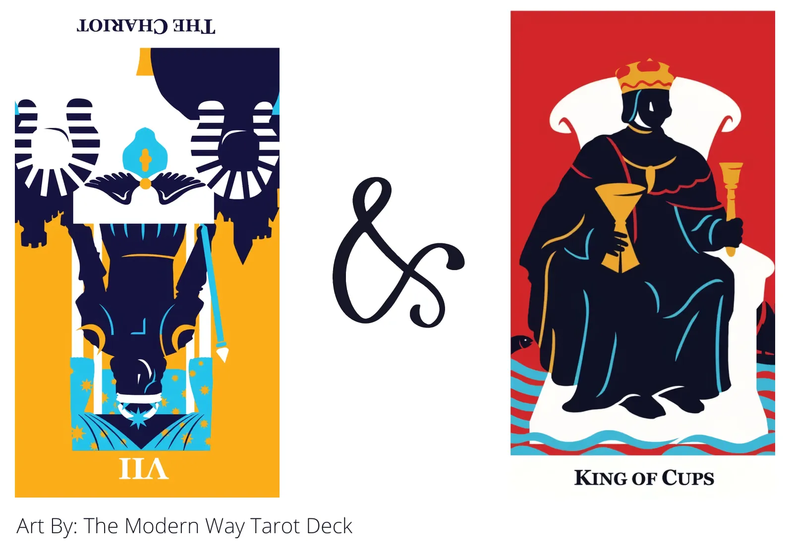 the chariot reversed and king of cups tarot cards together