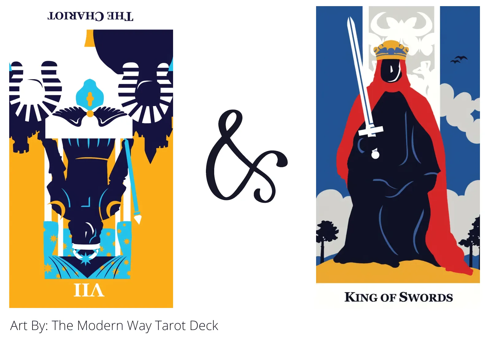 the chariot reversed and king of swords tarot cards together