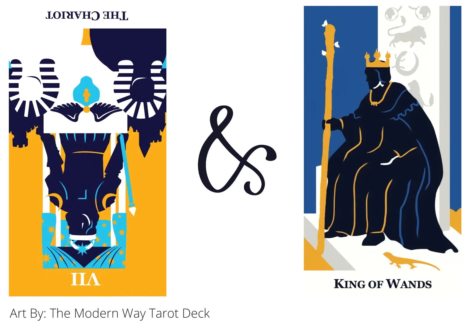 the chariot reversed and king of wands tarot cards together