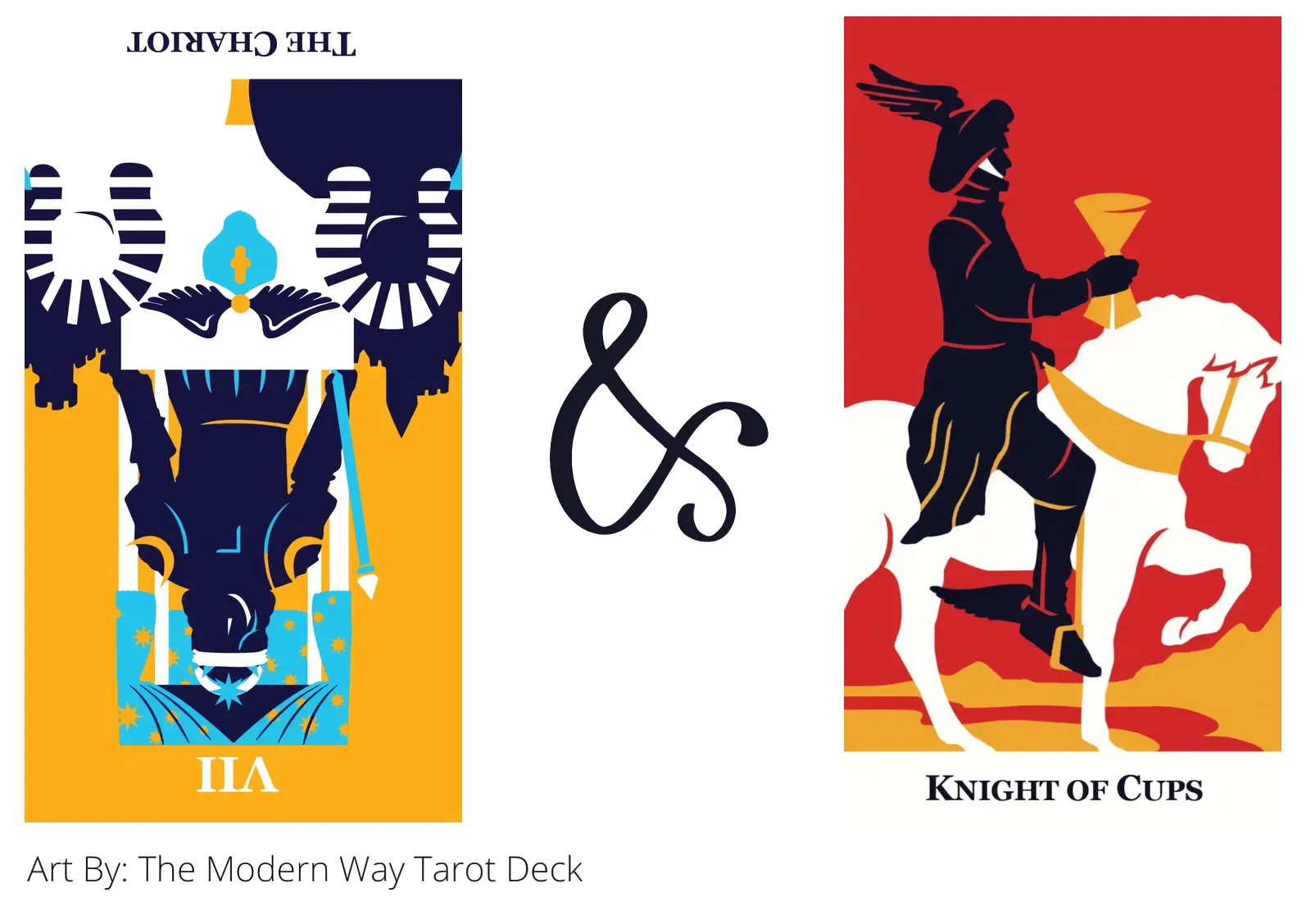 the chariot reversed and knight of cups tarot cards together