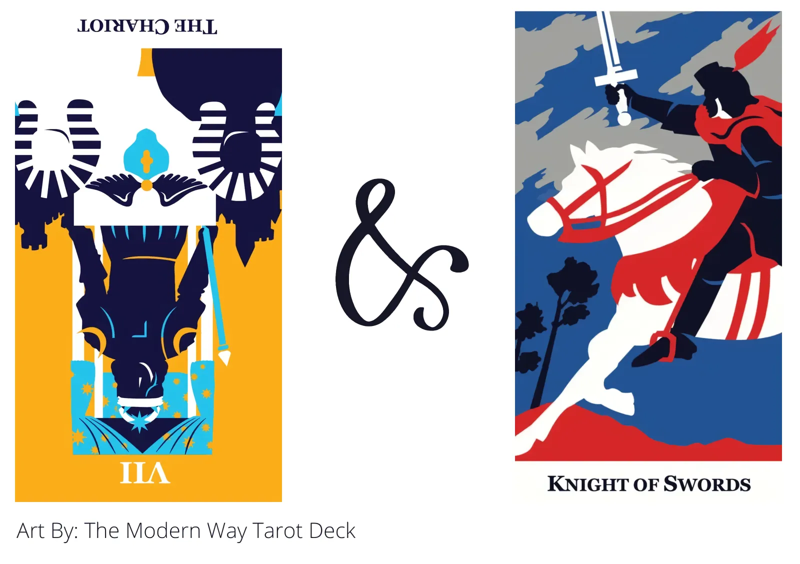 the chariot reversed and knight of swords tarot cards together