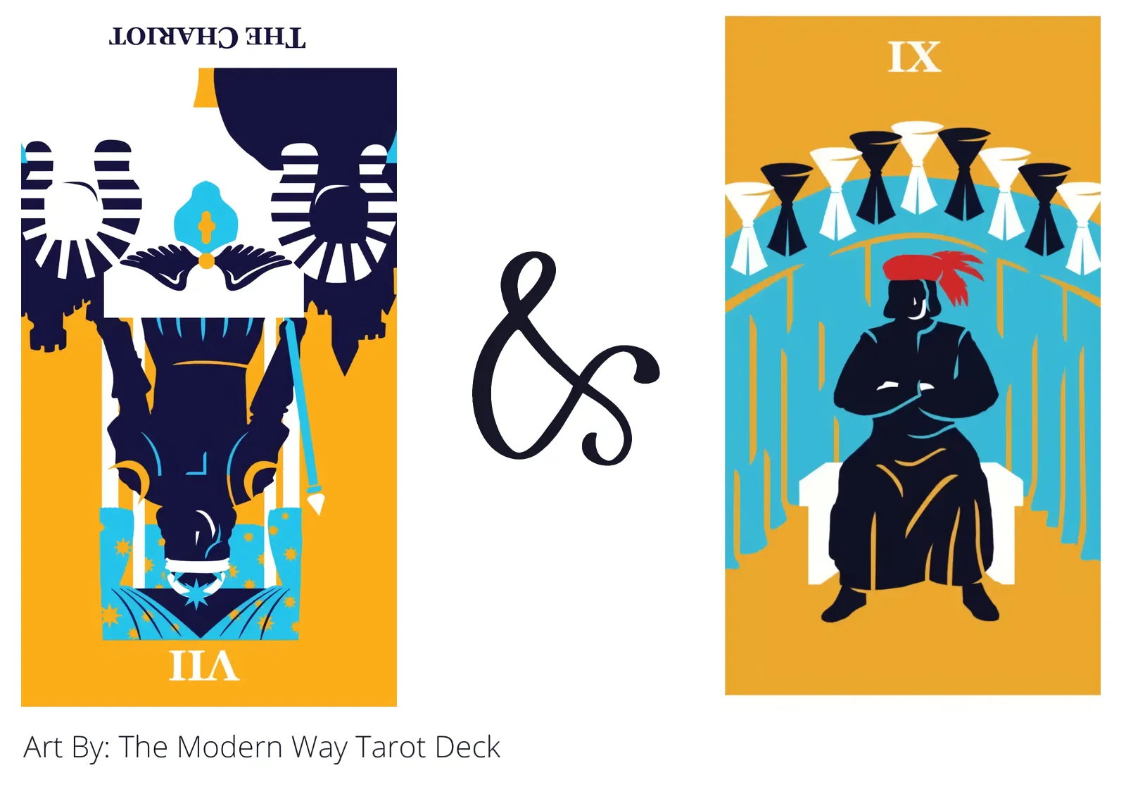 the chariot reversed and nine of cups tarot cards together