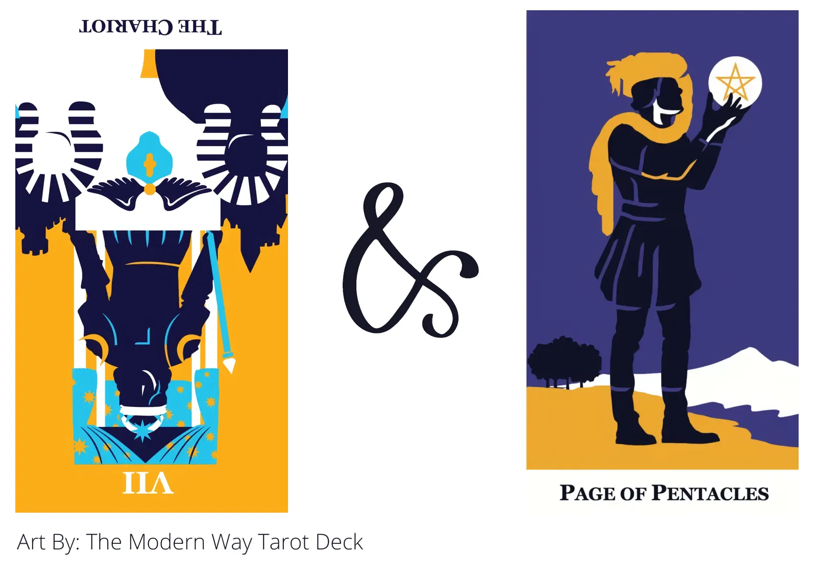 the chariot reversed and page of pentacles tarot cards together