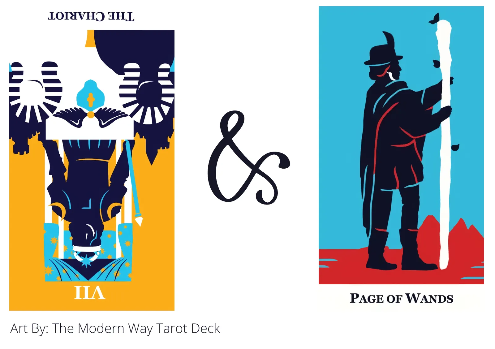 the chariot reversed and page of wands tarot cards together