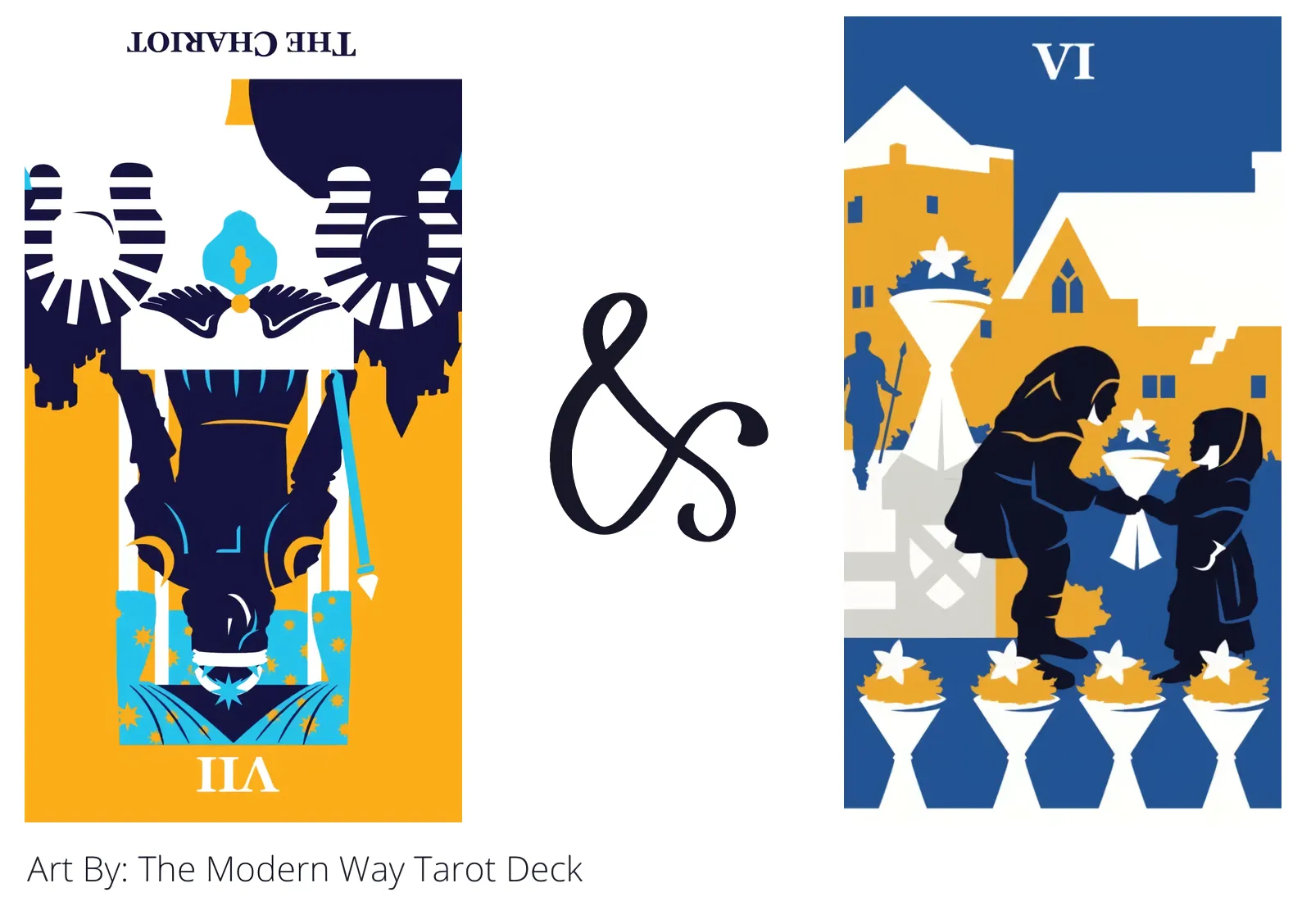 the chariot reversed and six of cups tarot cards together