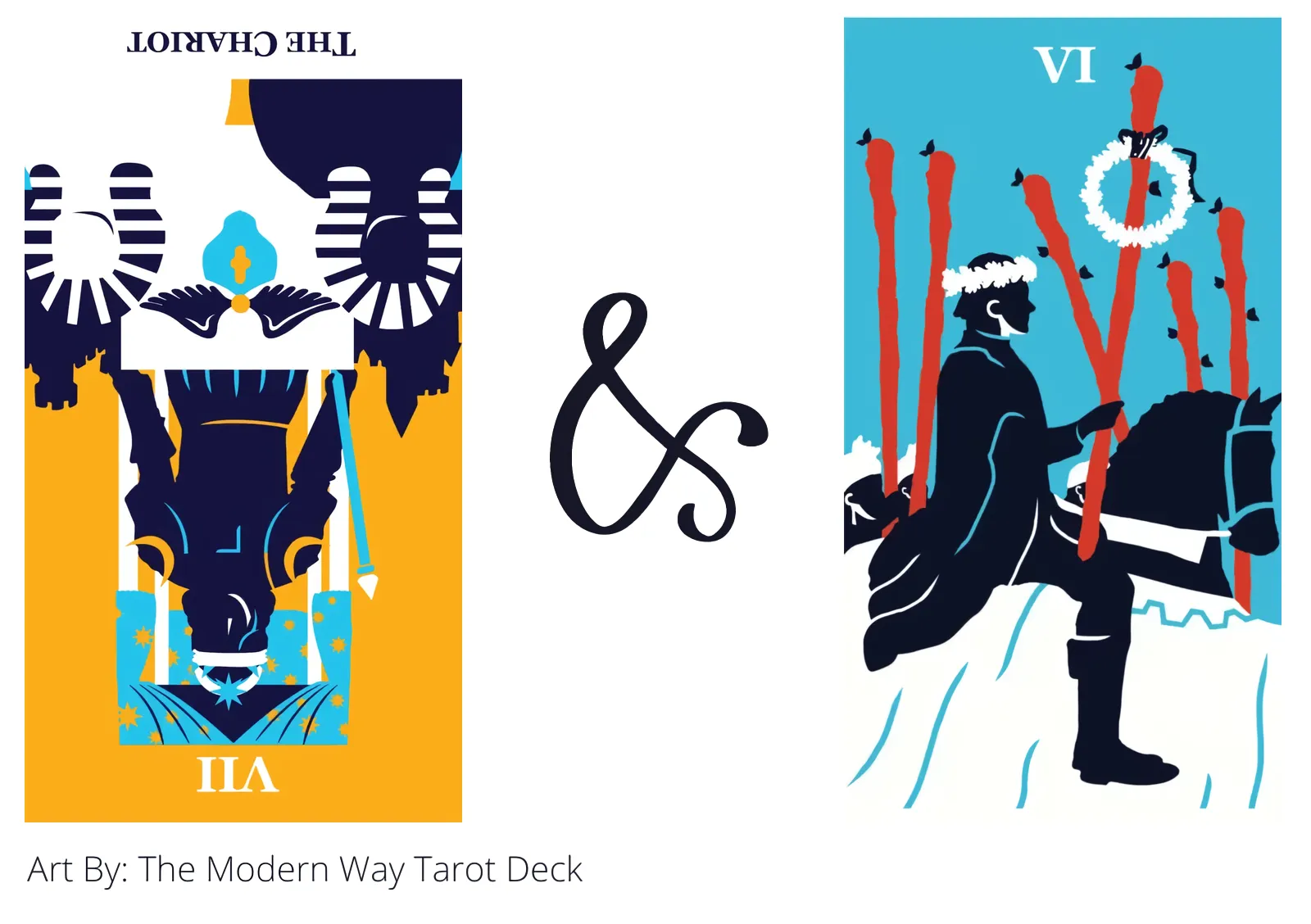 the chariot reversed and six of wands tarot cards together