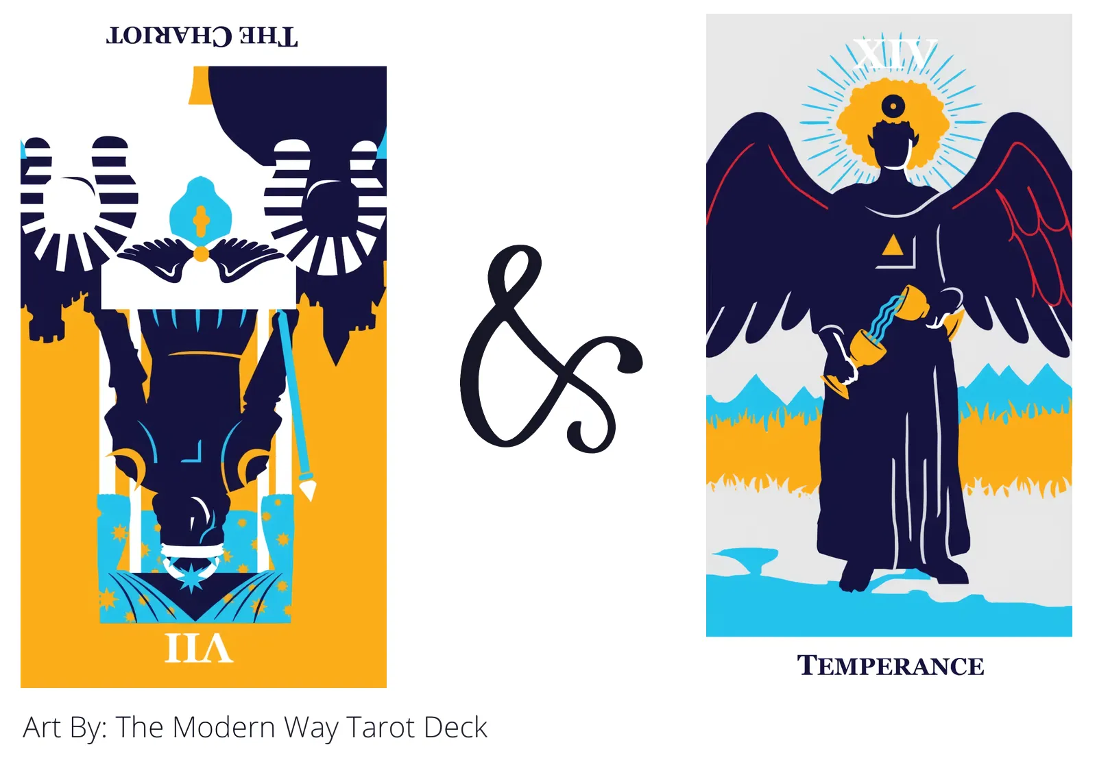 the chariot reversed and temperance tarot cards together