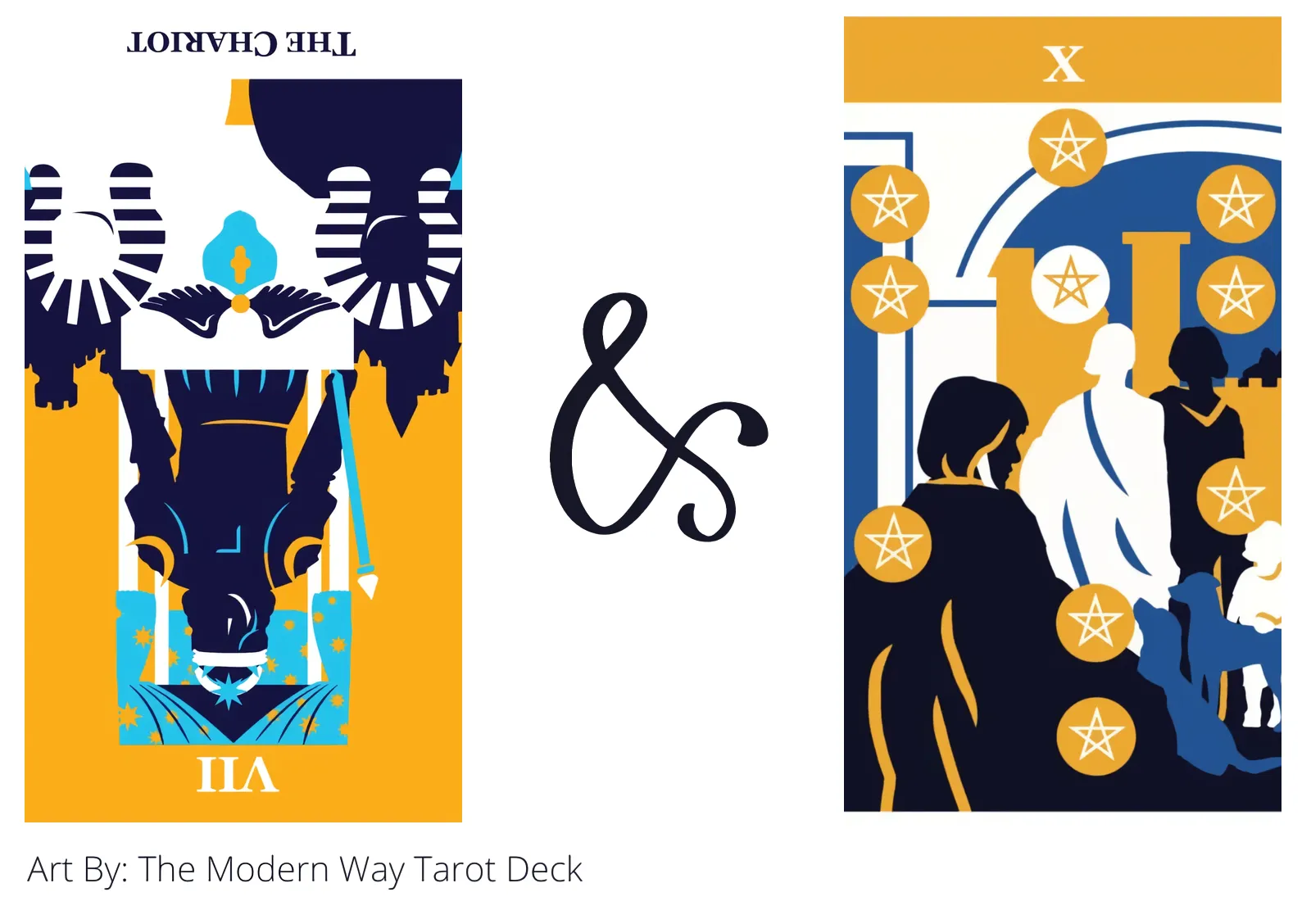the chariot reversed and ten of pentacles tarot cards together