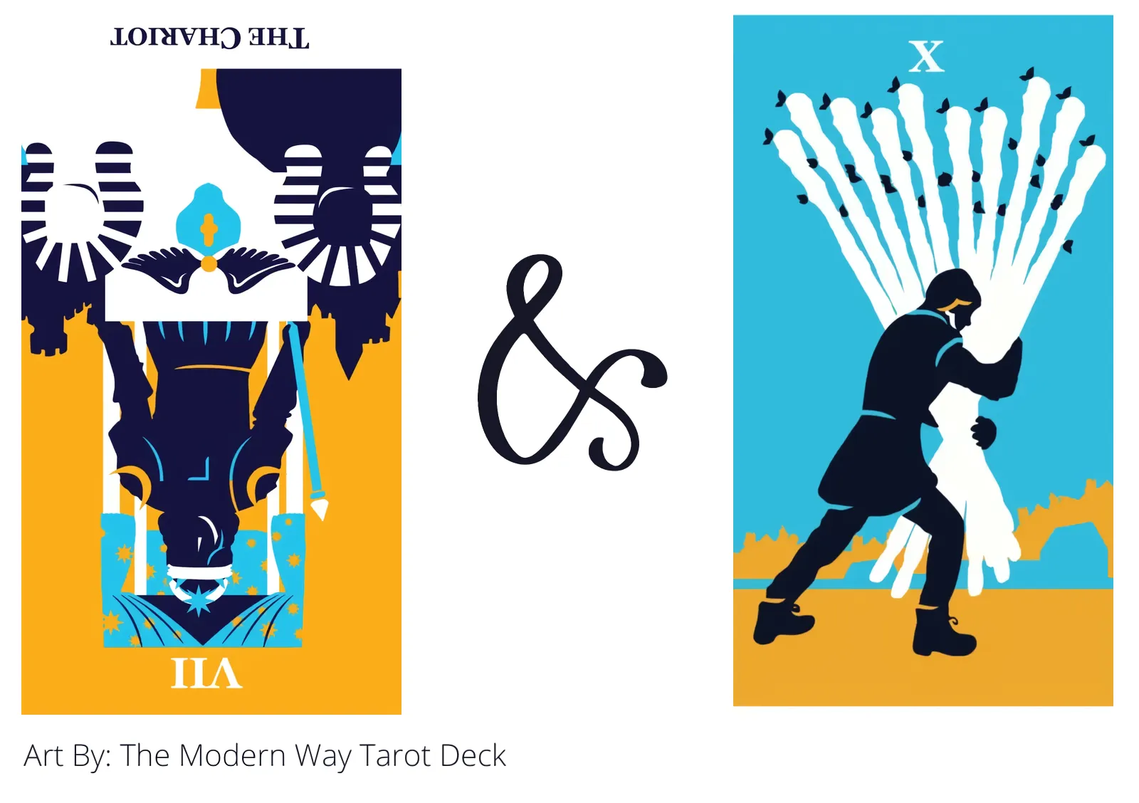 the chariot reversed and ten of wands tarot cards together