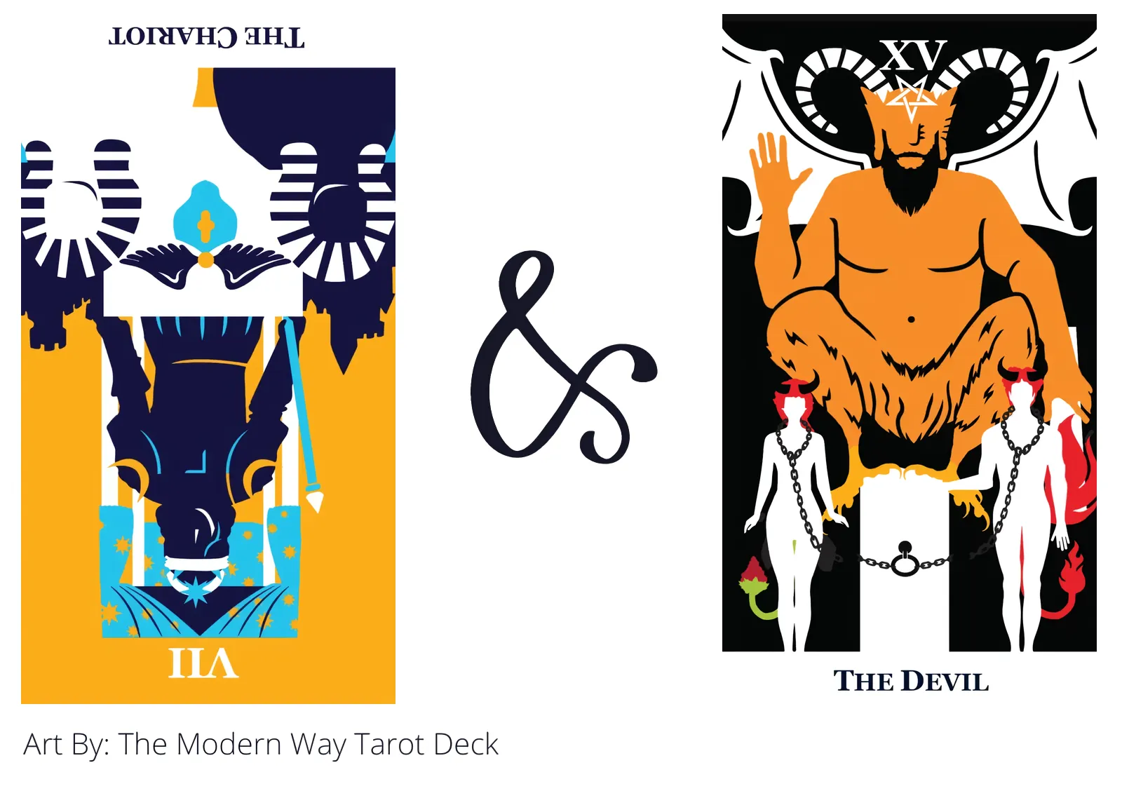 the chariot reversed and the devil tarot cards together