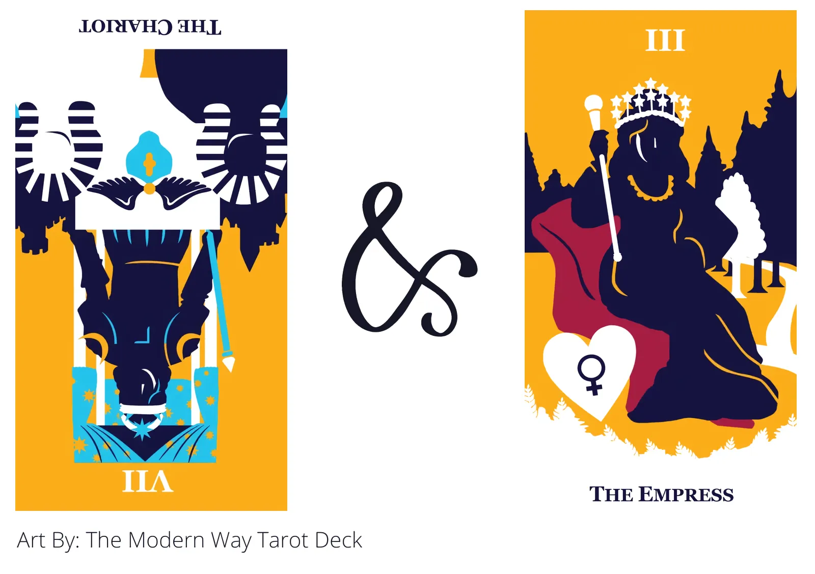 the chariot reversed and the empress tarot cards together