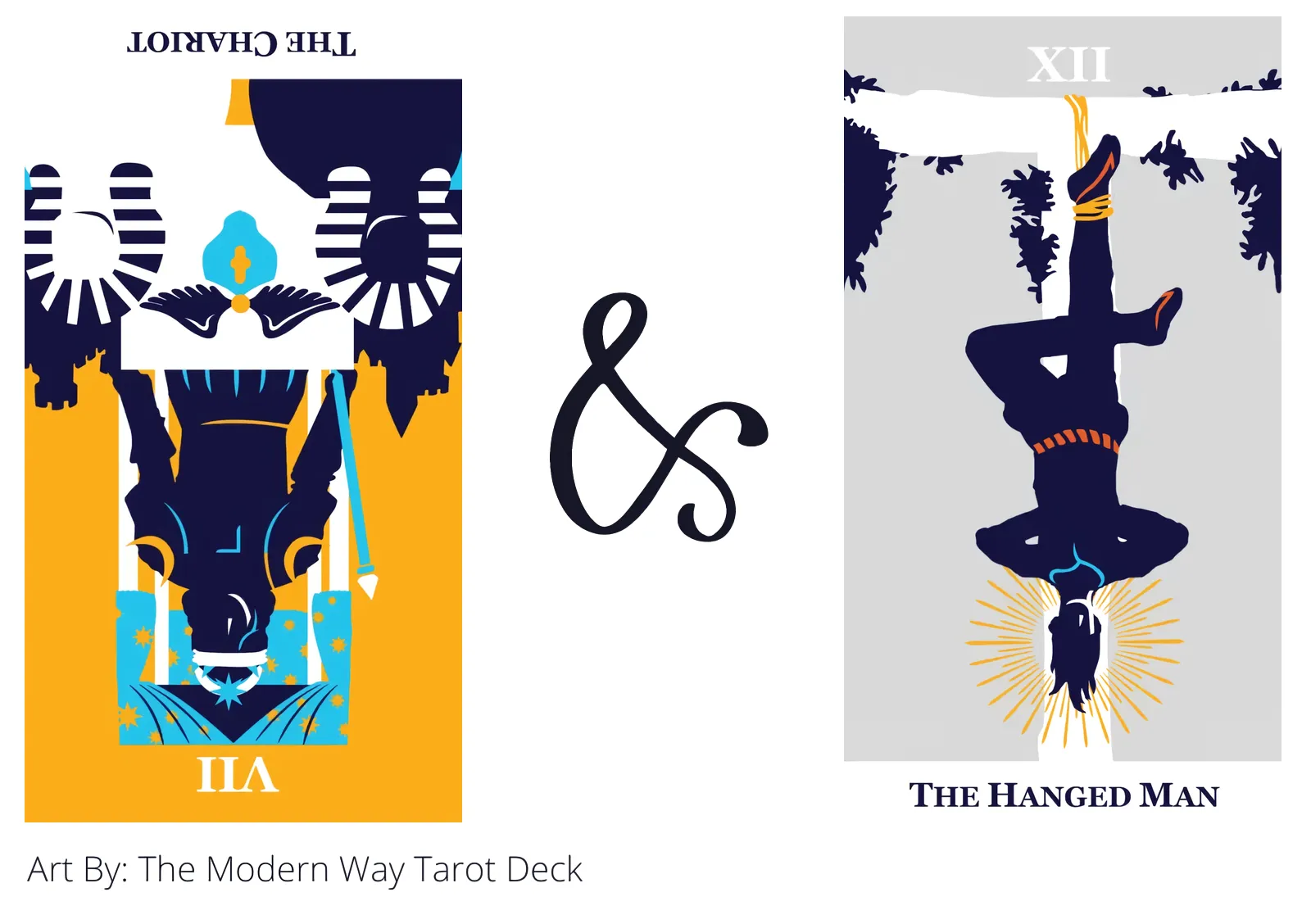 the chariot reversed and the hanged man tarot cards together