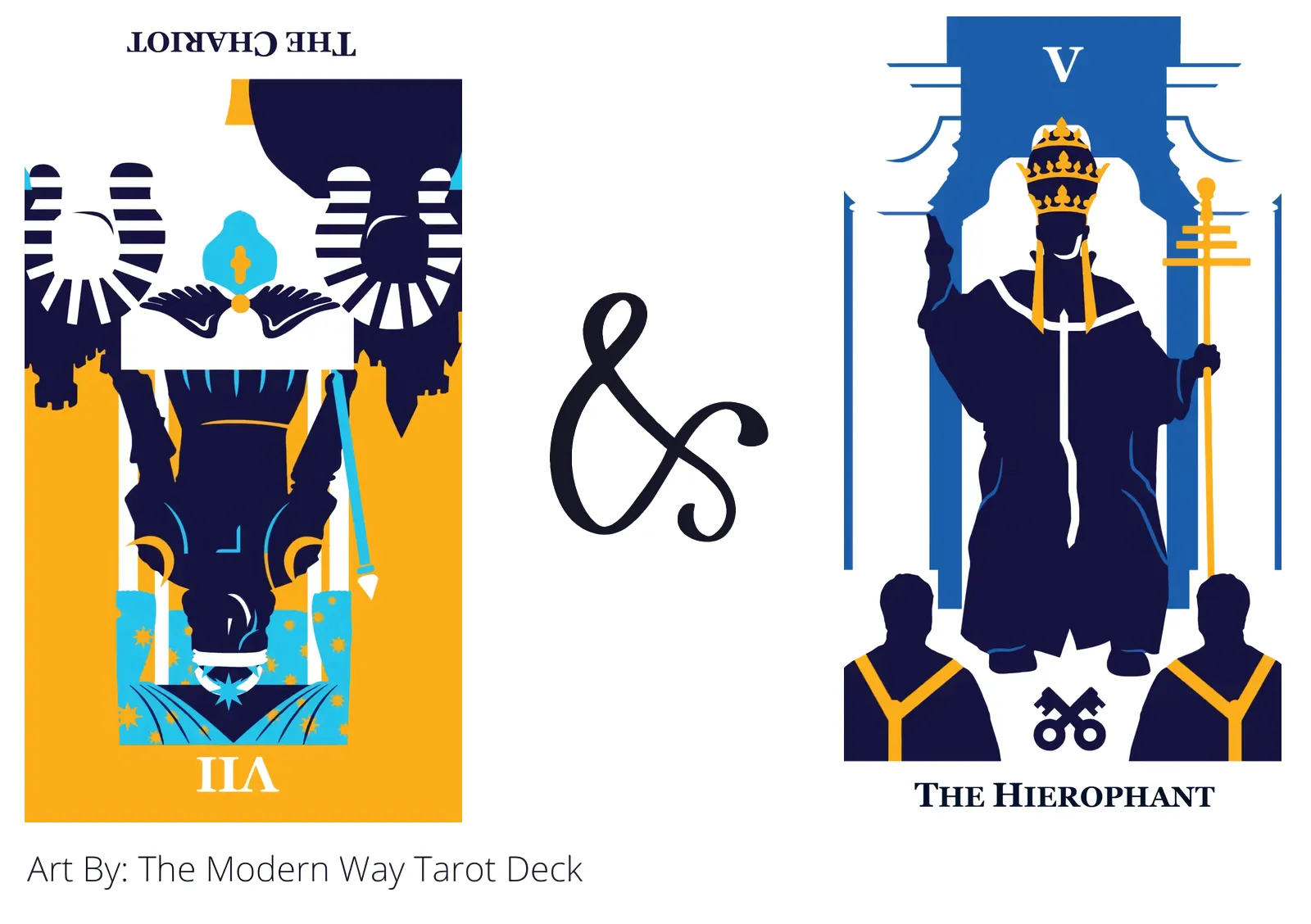 the chariot reversed and the hierophant tarot cards together