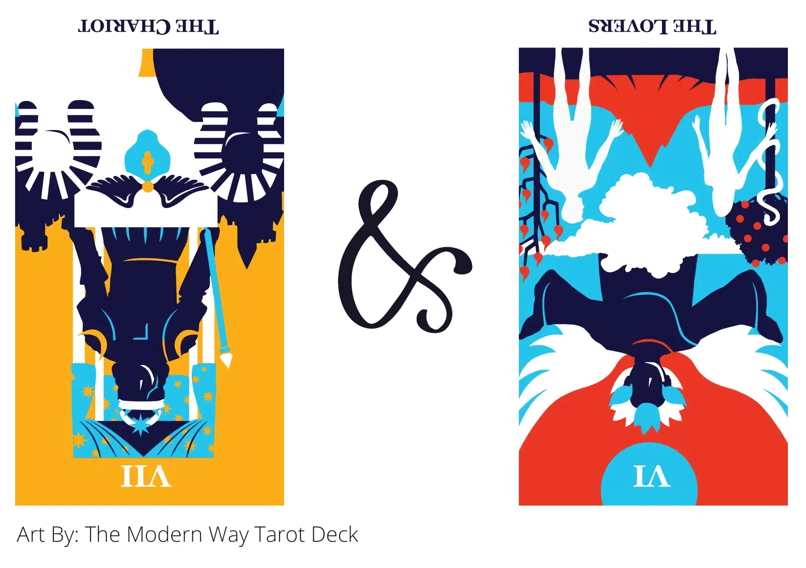 the chariot reversed and the lovers reversed tarot cards together