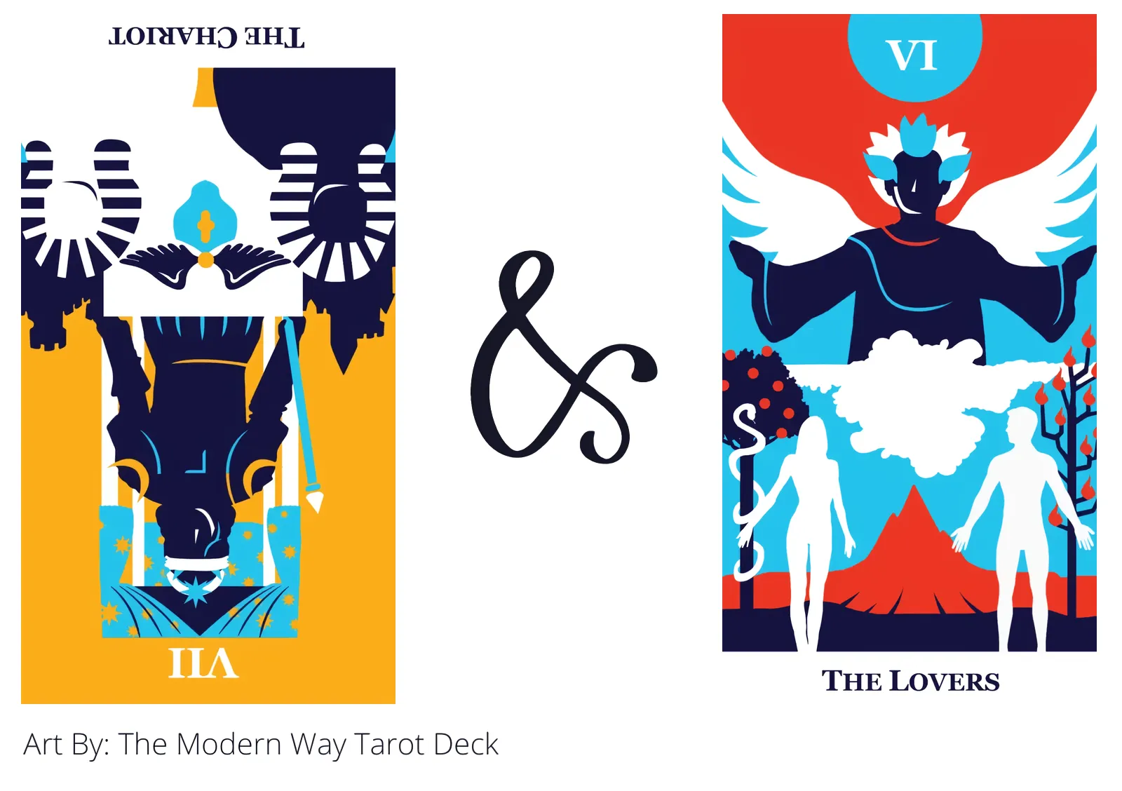 the chariot reversed and the lovers tarot cards together