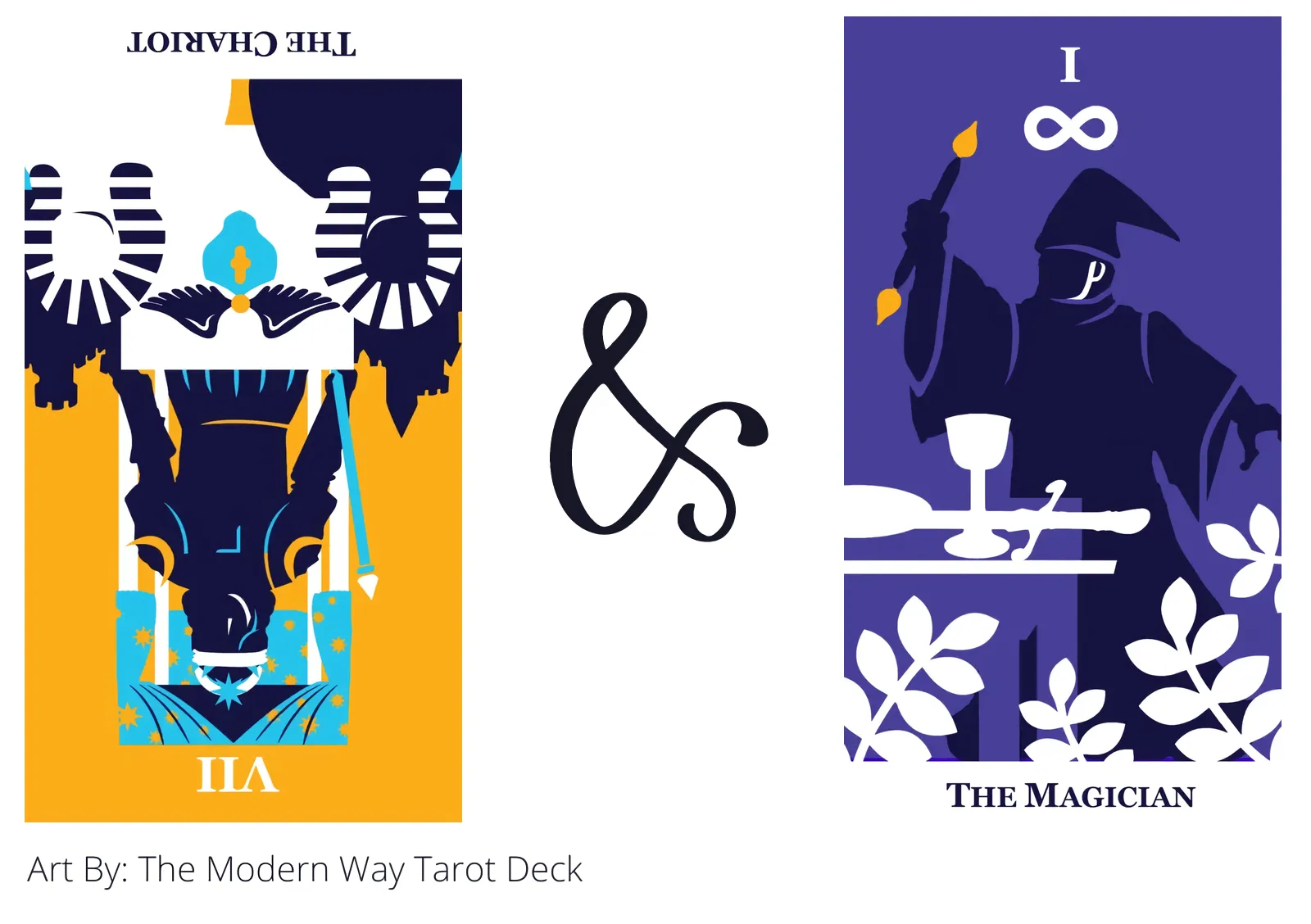 the chariot reversed and the magician tarot cards together