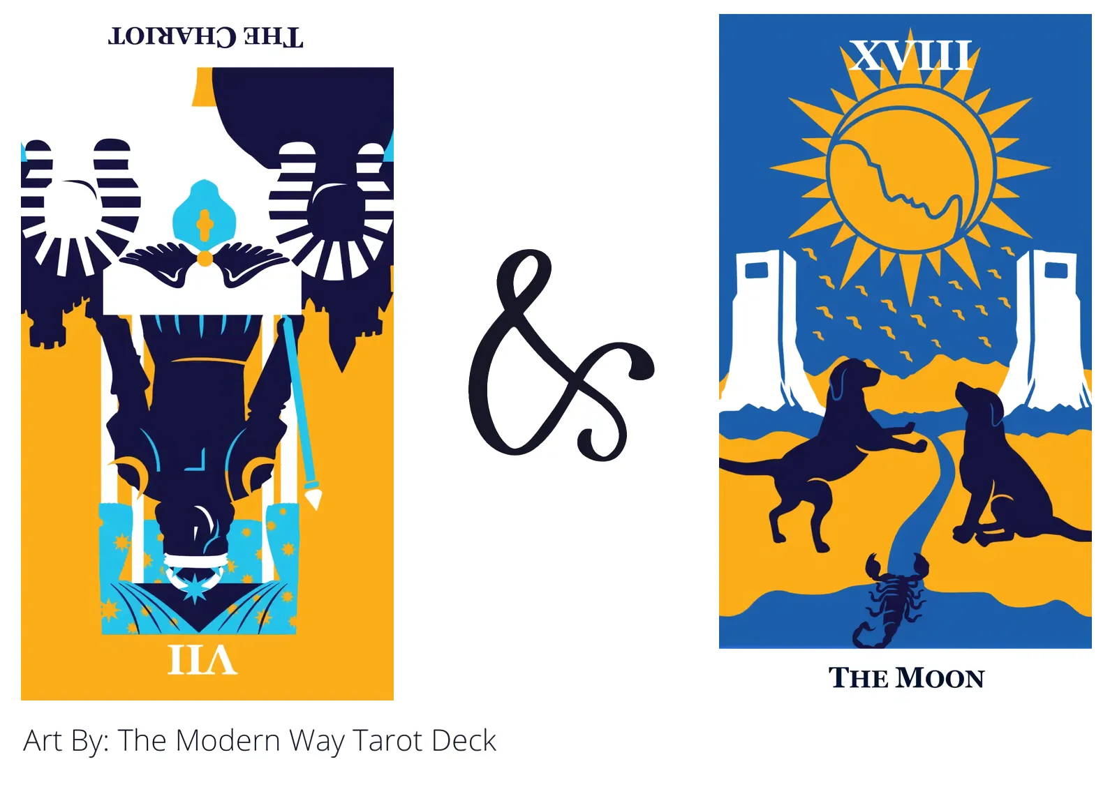 the chariot reversed and the moon tarot cards together