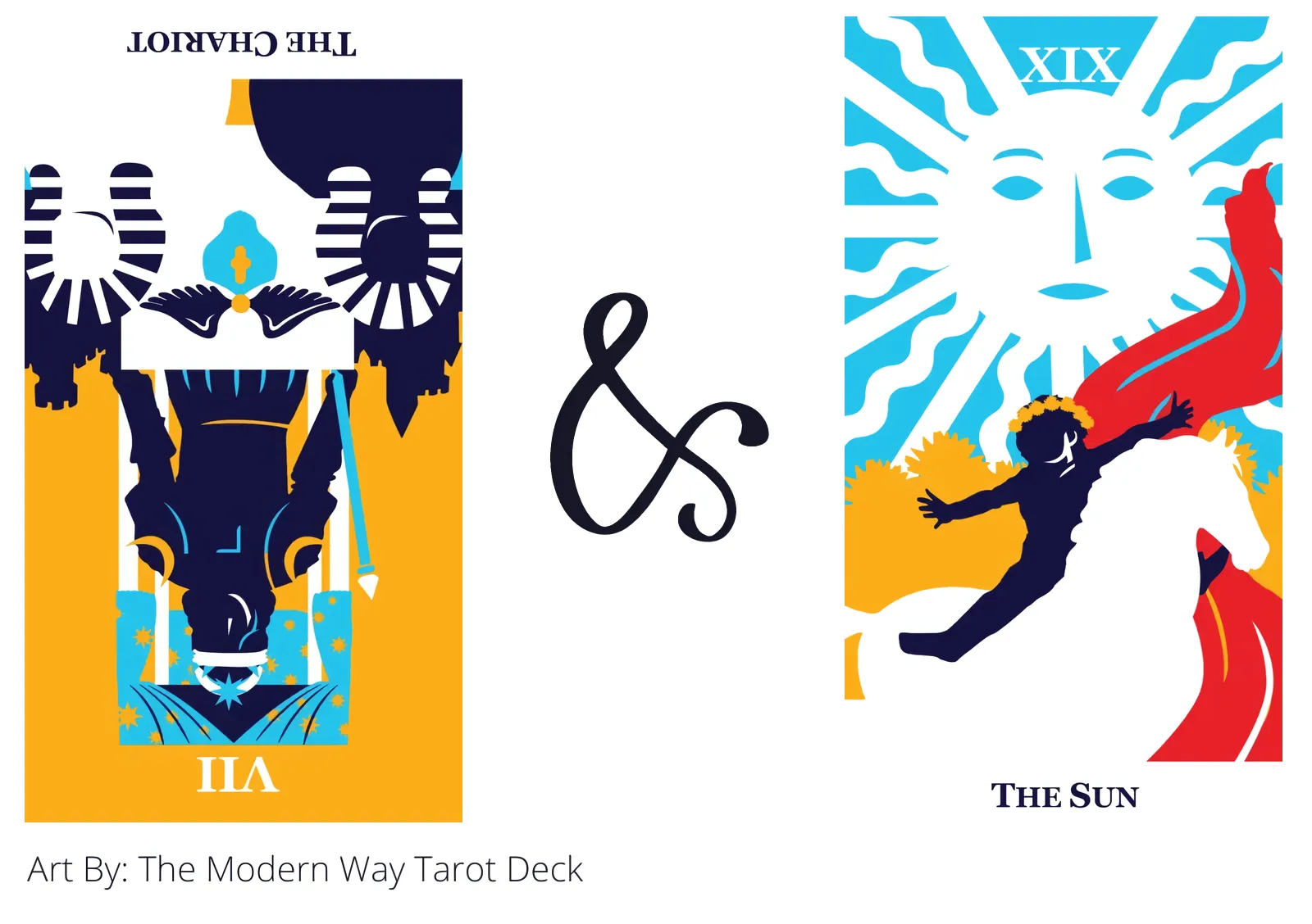 the chariot reversed and the sun tarot cards together