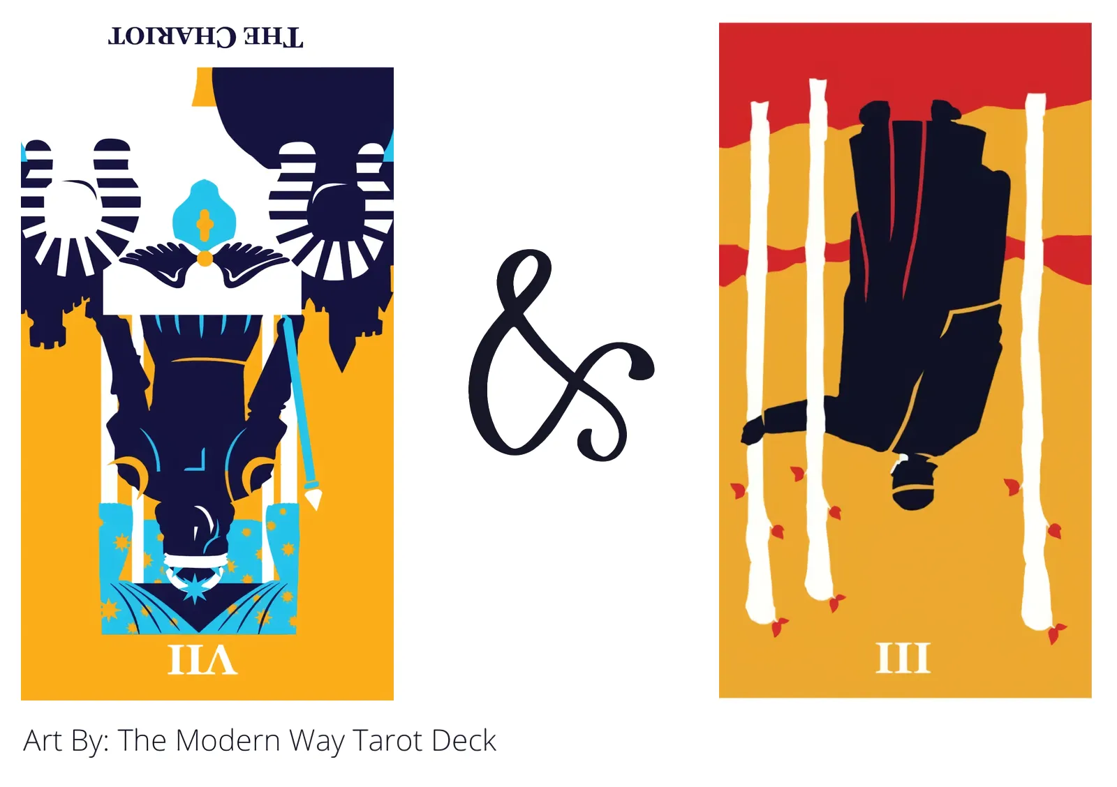 the chariot reversed and three of wands reversed tarot cards together