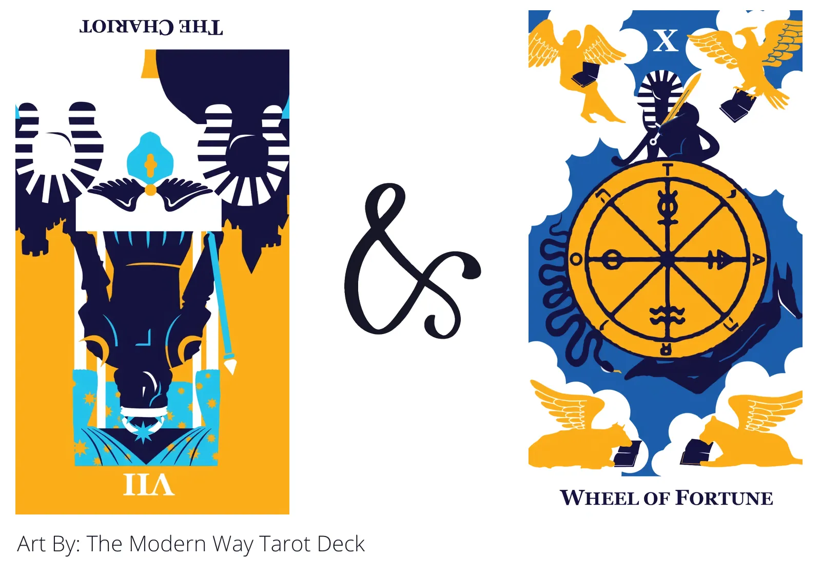 the chariot reversed and wheel of fortune tarot cards together