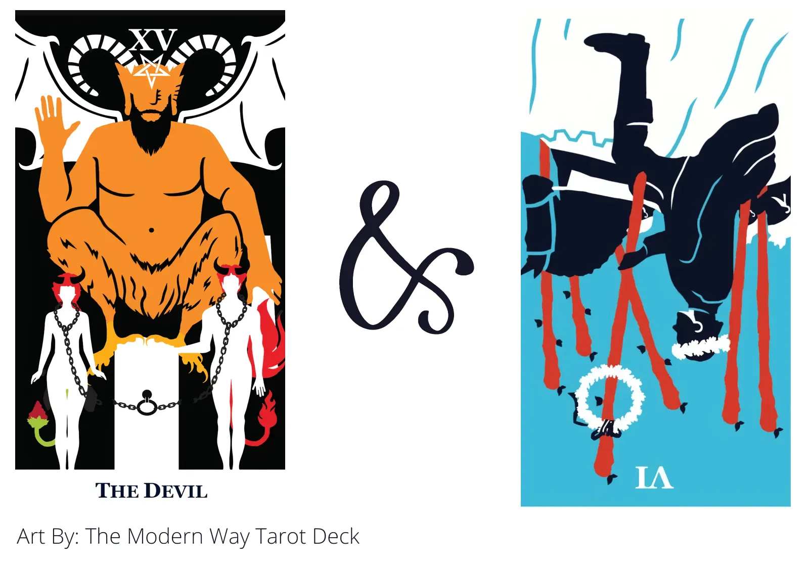 the devil and six of wands reversed tarot cards together