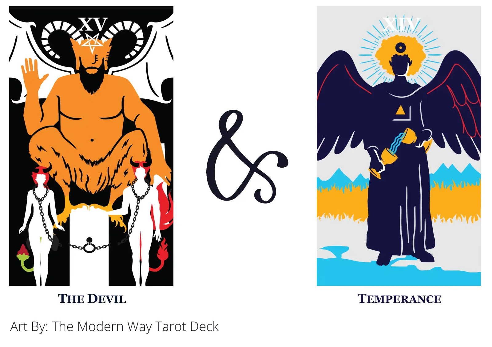 the devil and temperance tarot cards together