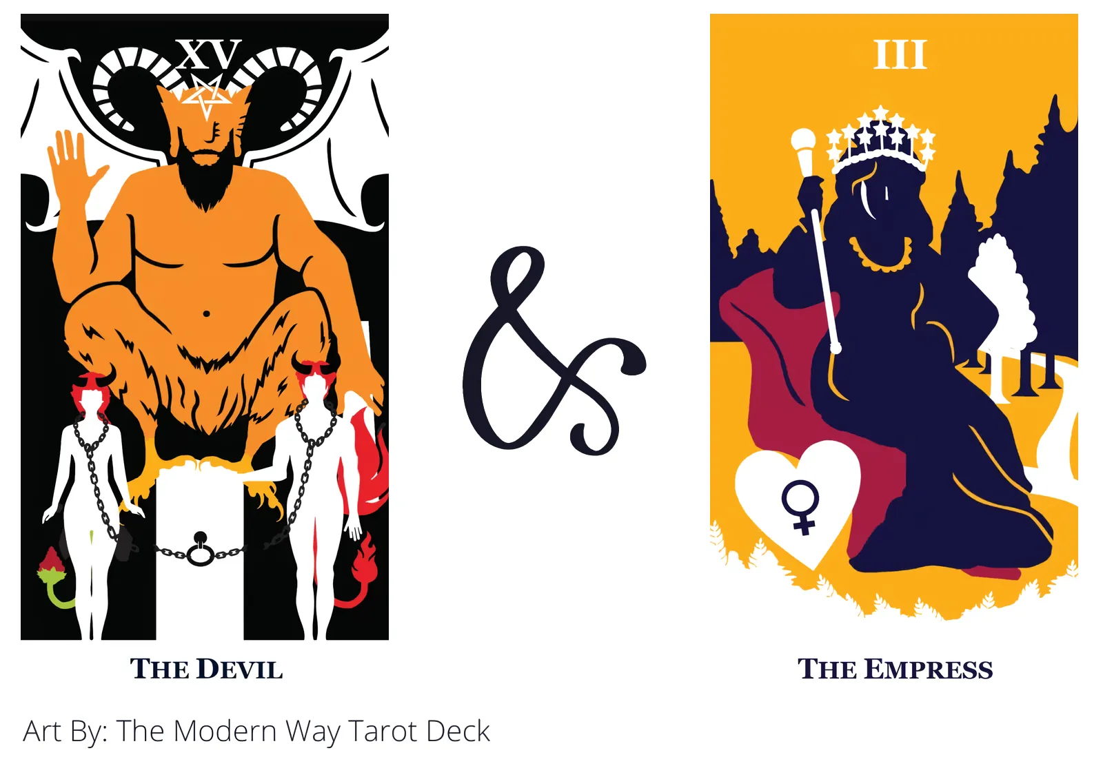 the devil and the empress tarot cards together