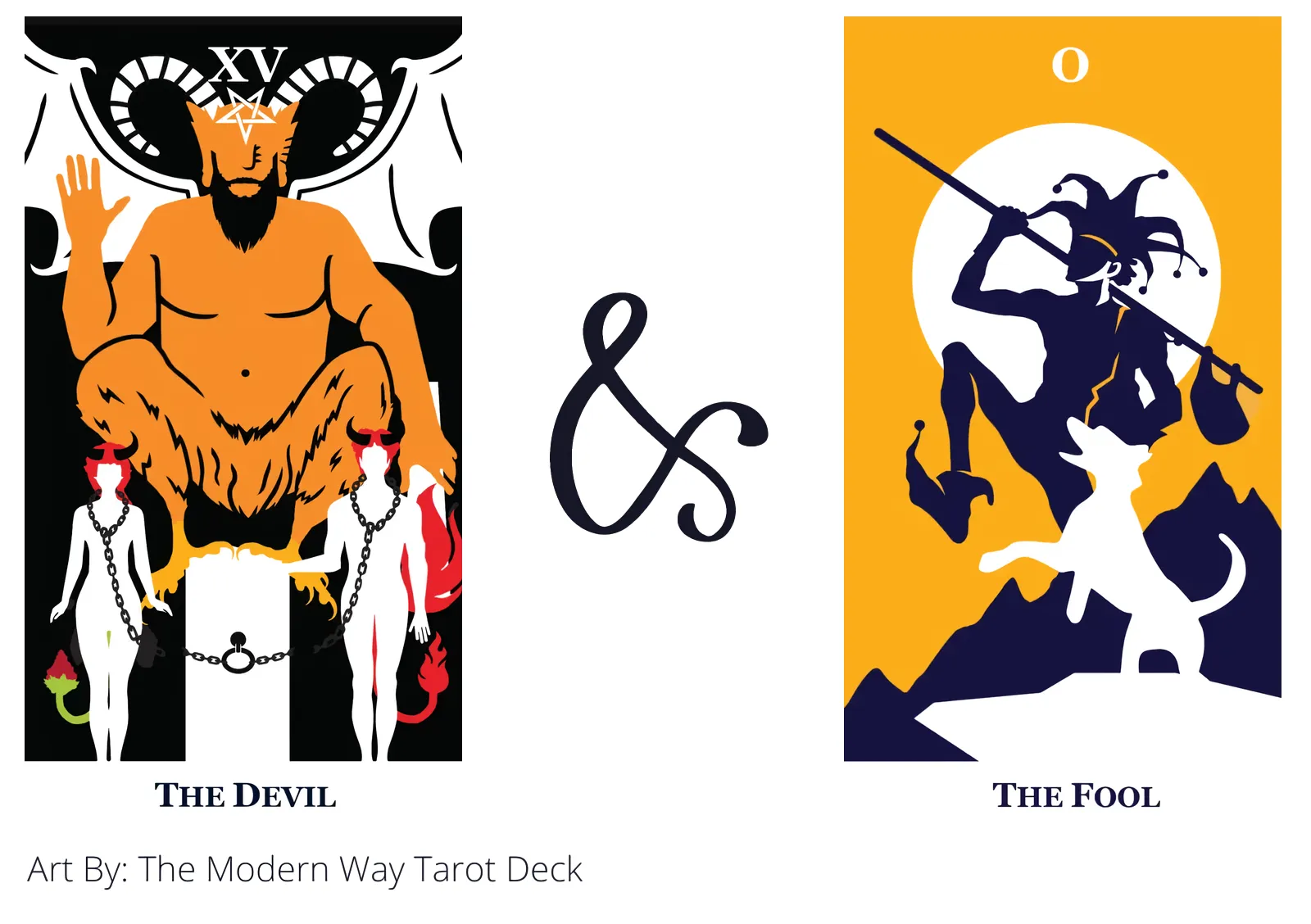 the devil and the fool tarot cards together