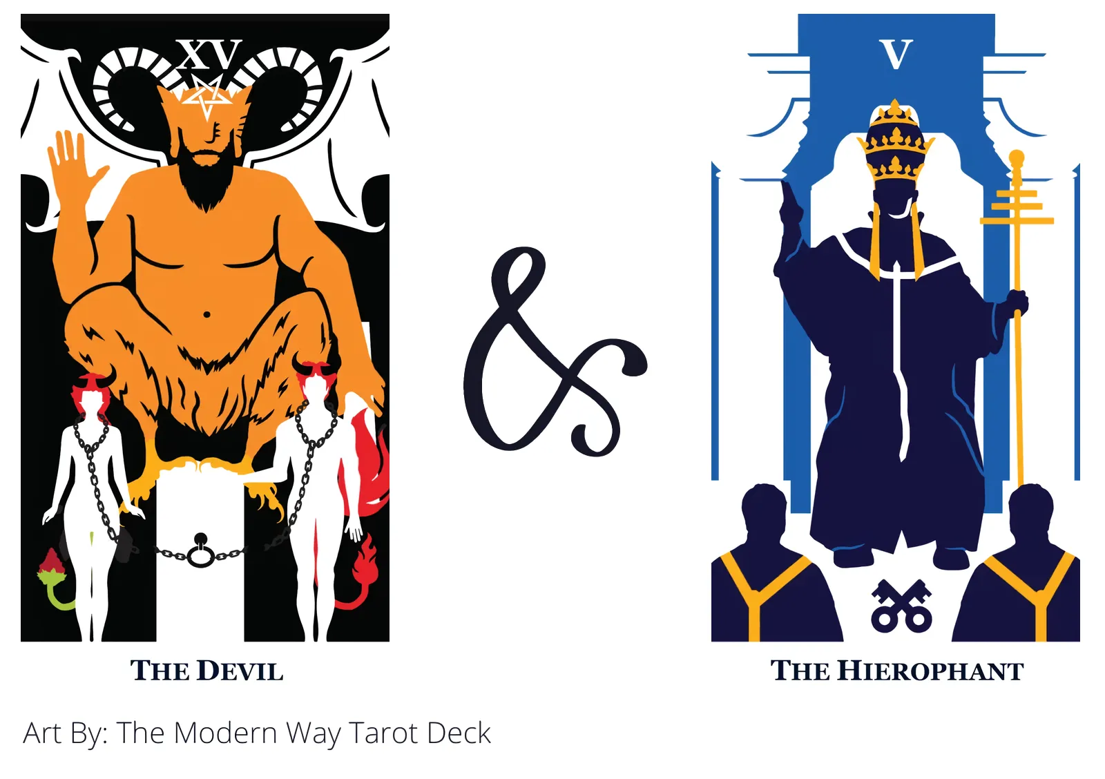 the devil and the hierophant tarot cards together