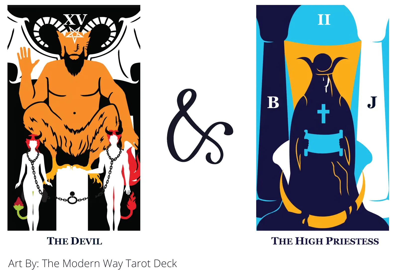 the devil and the high priestess tarot cards together