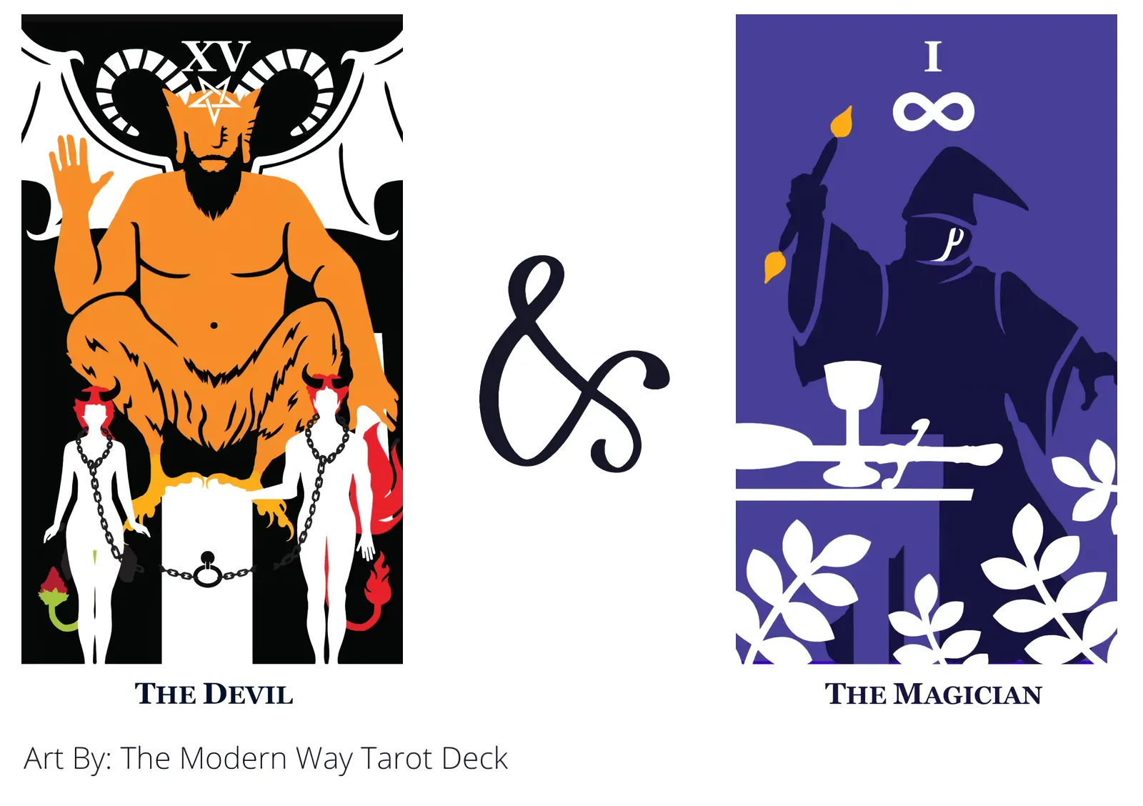 the devil and the magician tarot cards together