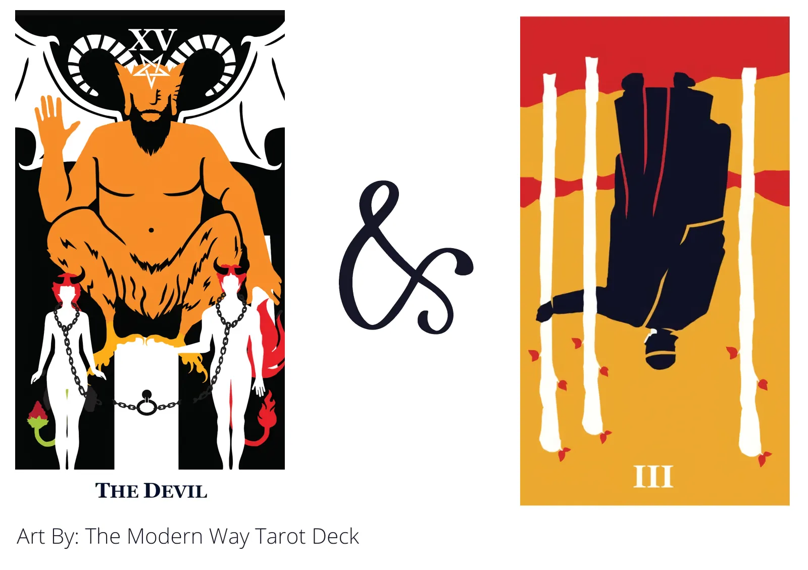 the devil and three of wands reversed tarot cards together